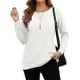 thumbnail image 3 of TARAINYA Women's Daily Wear Long Sleeve Sweatshirt Casual Loose Round Neck Pullover with Pockets, 3 of 9