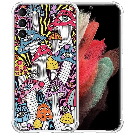 Trippy Mushroom Eyes Case for Samsung Galaxy S21 Plus,Aesthetic Art Design Pattern Soft TPU Bumper Case Cover