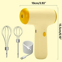 Wireless Hand Mixer Portable Electric Beater Stainless Steel Whisk with 2 Attachments USB Charging for Kitchen Supplies(Yellow),Hulucky