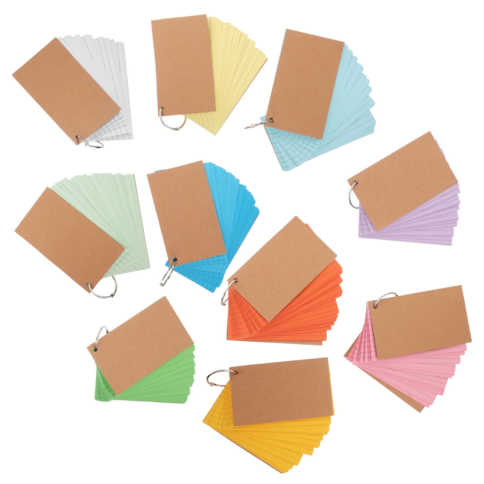Worgeous 10pcs Paper Cover Study Flashcards Double-Sided Lined Diy Flashcards For Work Students And Meetings Portable Index Cards