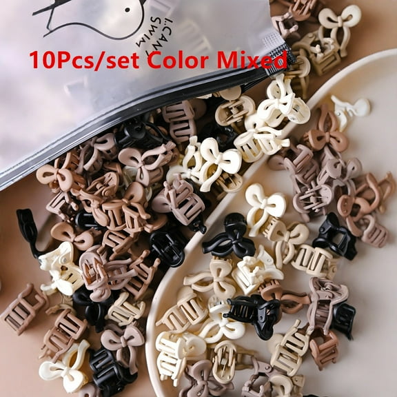 10Pcs Korean Matte Bow Butterfly Mini Hair Grab Clip Claw Hair Side Bang Clip Cute For Women Girl Shark Clip Girl Hair Accessory