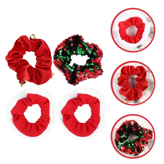 HOOWIFFY Set of 4 Red Cloth Hair Scrunchies - Soft, Stylish Hair Accessories for Women and Girls, Perfect for Everyday Use