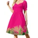 thumbnail image 1 of Vestido de manga corta con hojas verdes, traje de verano para mujer, vestidos largos, vestidos de mujer, 1 of 7