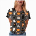 thumbnail image 5 of NOLDARES Halloween Nurse Shirts for Women Halloween Pumpkin Crew Neck T-Shirt Funny Ghost Graphic Tee Tops(Grey,S), 5 of 9