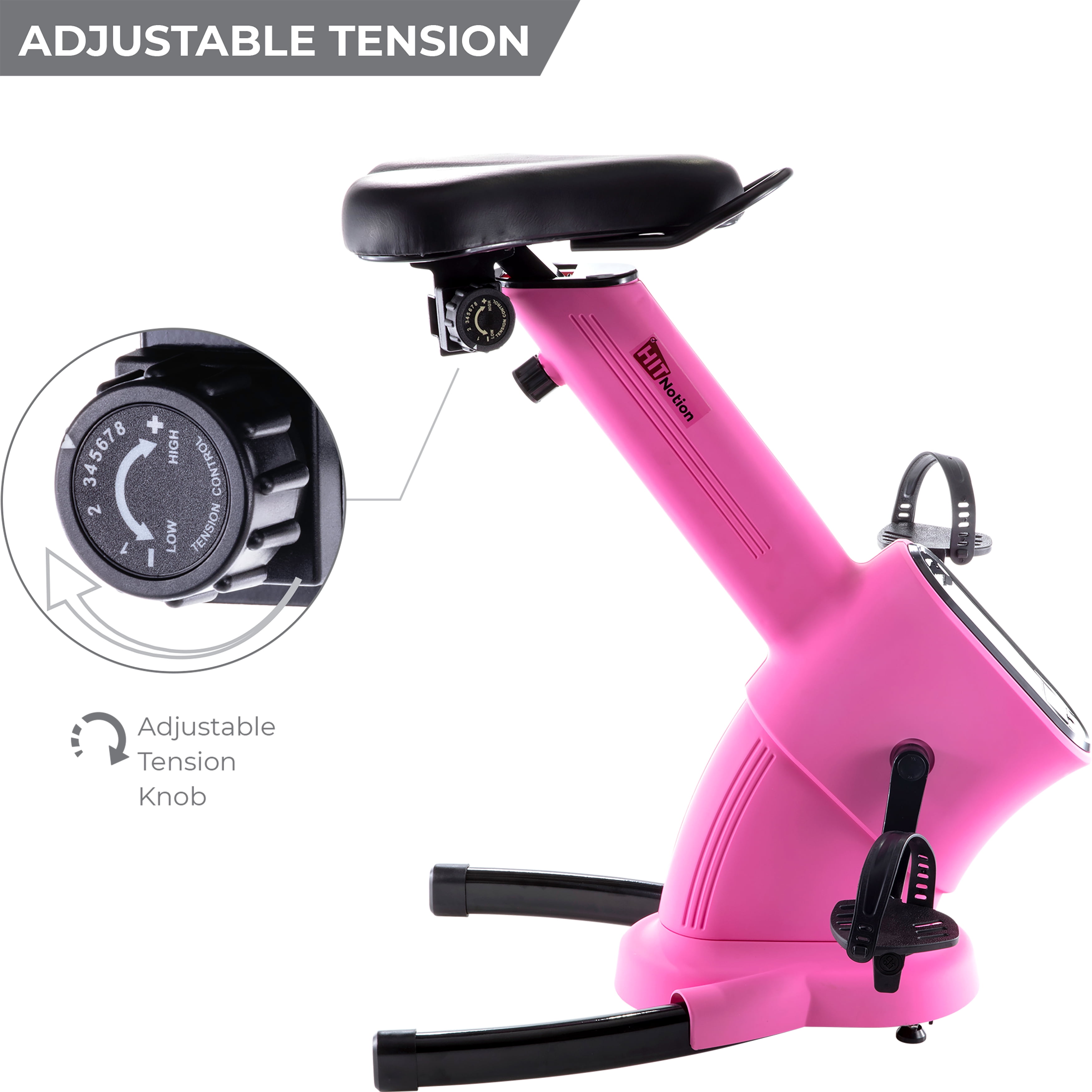 Hit Notion Upright Training X-Bike With Magnetic Resistance - Exercise Cycling Bicycle For Cardiac Aerobic Exercise, Pink - Keep Fit At Work Or Home - 8 Gears - Digital Display - Arm Rest - Non-Slip Pedals