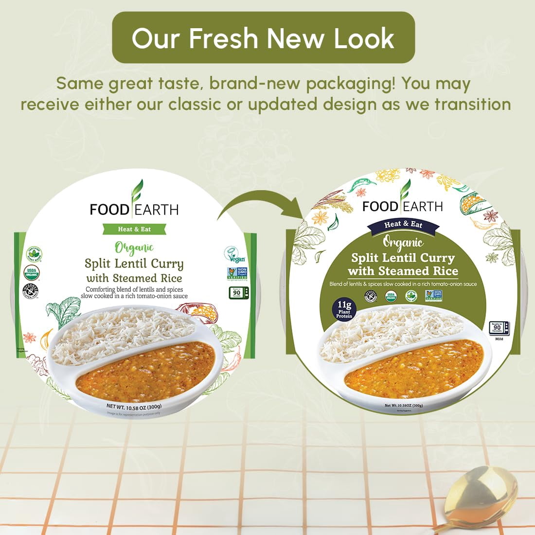 (Pack Of 6) Food Earth Entree Lentil Curry Rice 10.58 Oz