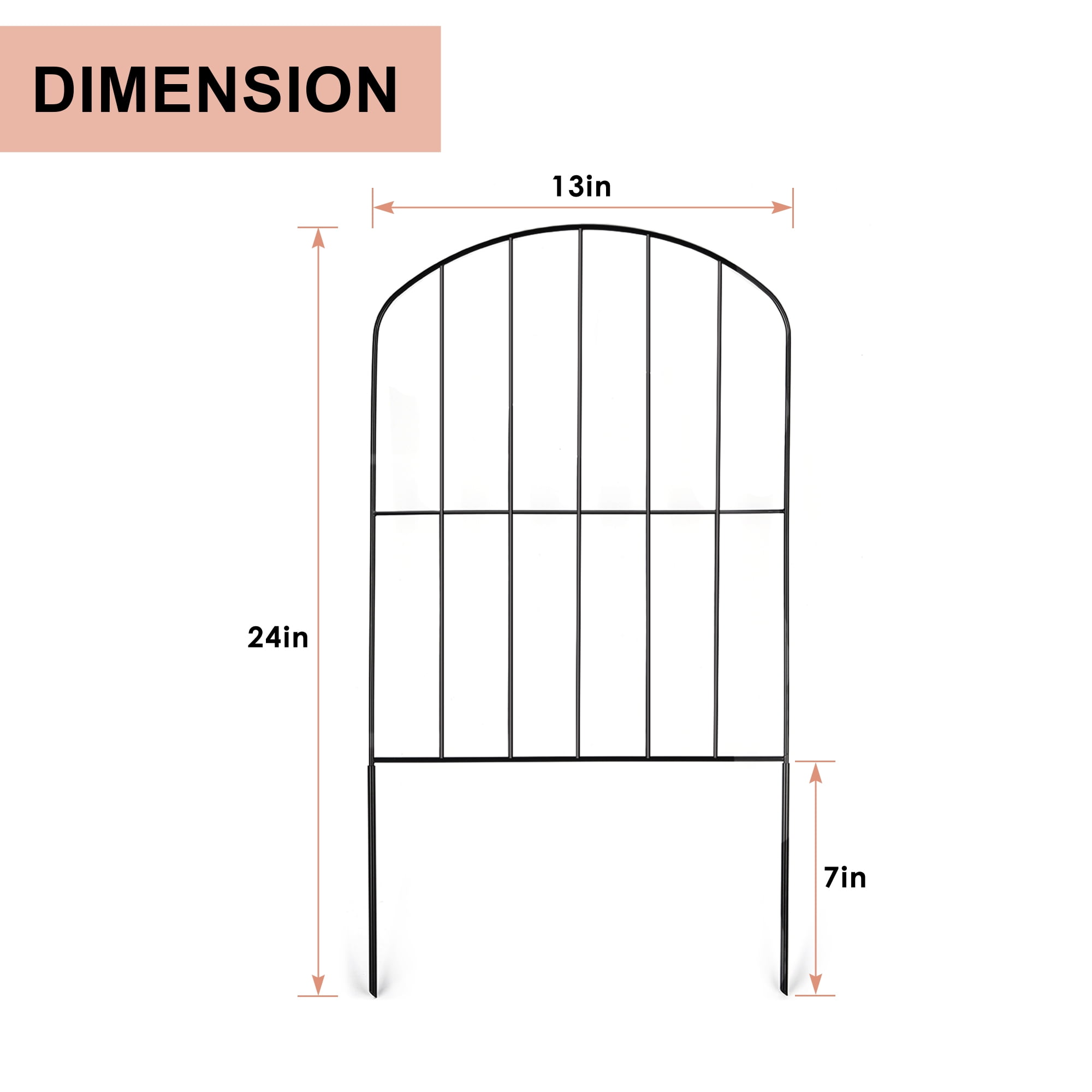 Decorative Garden Fence 10 Panels, Metal Wire Border Animal Barrier For Patio Landscape Patio Outdoor Decoration, Arch