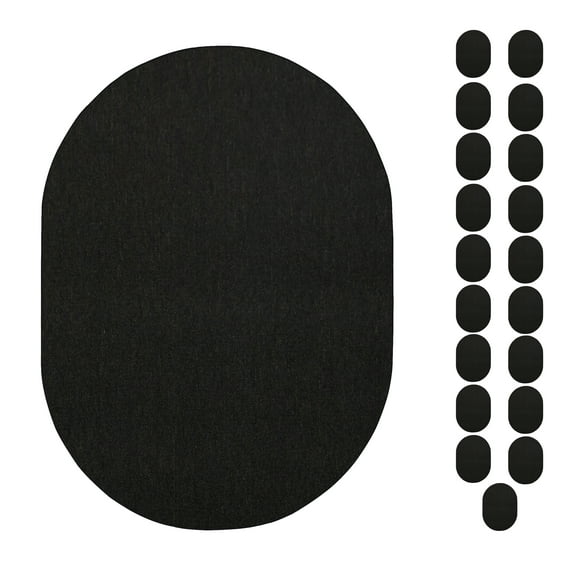 Furnish My Place Modern Indoor/Outdoor Commercial Solid Black Rug, Modern Area Rug, Baby Nursery Mat, Pet-Friendly Carpet for Living Room, Playroom, Made in USA, 1.5' x 2.25' Oval - Set of 20