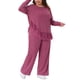 thumbnail image 4 of Conjuntos de 2 piezas para mujer de tallas grandes Agnes Orinda, blusa de manga larga y pantalones de pierna ancha 3X color rojo rosa, 4 of 6