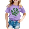 thumbnail image 4 of EHQJNJ Chandails en Molleton Col Rond Enfants Filles Manches Courtes T-Shirt Col Rond Été Coupe Décontractée Basiques Chandails en Molleton Mignons pour Filles, 4 of 4