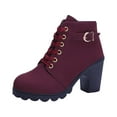 thumbnail image 2 of BONIXOOM Fall Boots For Women 2023 High Heel Rubber Slip-On Ankle Winter Red, 2 of 7