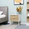 thumbnail image 2 of HOMCOM Nightstand with 2 Drawers and Steel Frame, Side Table, White, 2 of 10