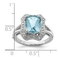 thumbnail image 5 of 925 Sterling Silver Rhodium Checker-Cut Light Swiss Blue Topaz and Diamond Ring Size 7, 5 of 6
