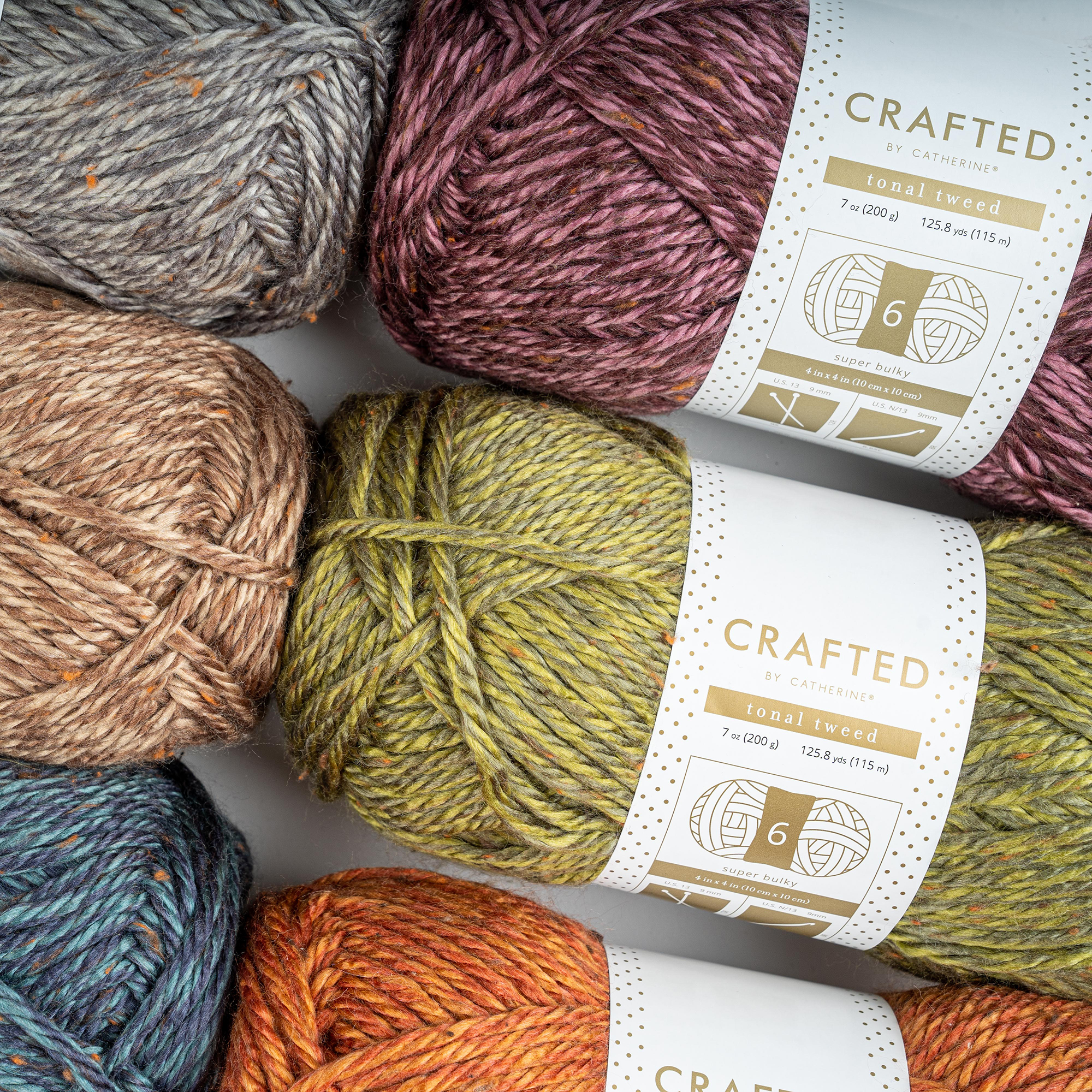 Crafted by Catherine Plum Tonal Tweed Super Bulky Yarn, 125 yards, 7oz/200g (2 Pack)