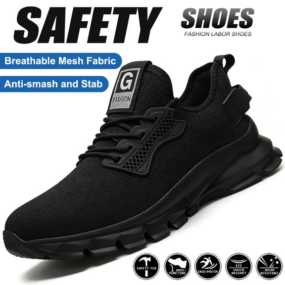 XQJ Men's Steel Toe Safety Work Shoes Breathable Puncture Proof Industrial Sneakers