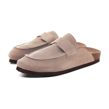 

New Fashion Clogs For Women Suede Leather Mules Slippers Female Home Classic Antislip Cork Clogs Shoes With Arch Support