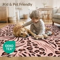 thumbnail image 4 of ODIKA Pink Abstract Leopard Print Spotted Cheetah Tiger Mixed Zebra for Dorm Room, Small Living Apartment, Stain Resistant Low Profile, 4 of 7