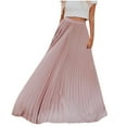 thumbnail image 2 of QENGING Summer Skirts for Women Flare High Waist Fold Soild Vintage Loose Beach Wrap Maxi Long Skirt Clothes, 2 of 9