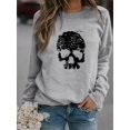 thumbnail image 4 of Sudadera Con Estampado De Calavera De Halloween, Sudadera Informal De Manga Larga Con Cuello Redondo, Ropa De Mujer, 4 of 4