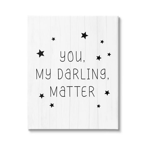 Stupell Industries Monochromatic You Darling Matter Textured Log Sign,16 x 20, Design by Daphne Polselli