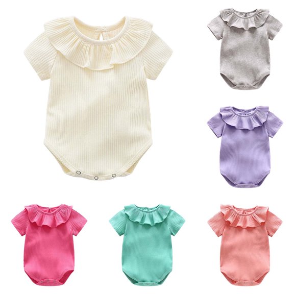 TGPMGRZ Ruffle Baby Girl Clothing Cotton Bodysuit Summer Baby Girls Clothes Outfit Green 5-9 Months