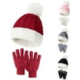 thumbnail image 3 of Kids Winter Beanie Hat Scarf Gloves Set for Boys Girls Thick Warm Knitted Hat Gloves Sets, 3 of 3