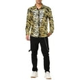 thumbnail image 3 of INSPIRE CHIC Men's Vintage Leopard Printed Button Down Long Sleeve Cotton Shirt M Golden Black, 3 of 6