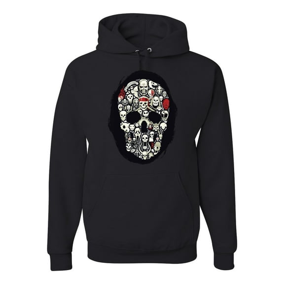 Dark Skeleton Grim Reaper Trippy Skull Face Fashion Graphic Hoodie Sweatshirt, Black, Small