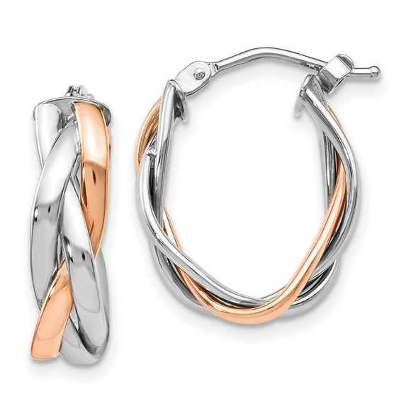Leslie's Boucles d'Oreilles Créoles Plaquées Rhodium en Or Blanc 10k 10LE254