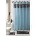 thumbnail image 3 of WPM 19 Piece Flocking Ceramic Bathroom Linen & Accessory Set with Bath Mat, Rug, Shower Curtain, Rings, 3 of 4