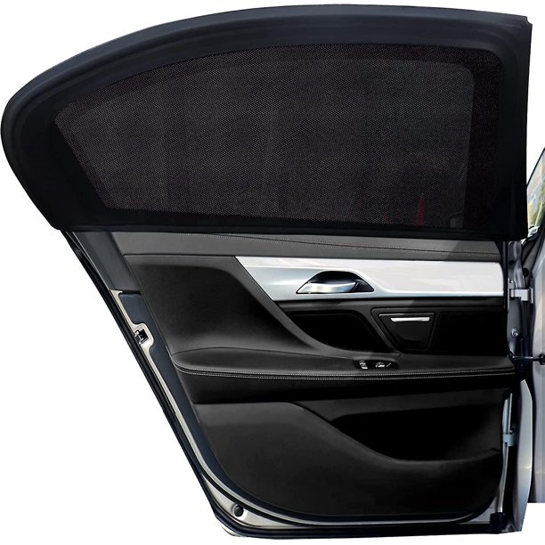 Parasol para coche de bebé, cubierta parasol para coche de 2 piezas, bloquea los rayos ultravioleta, parasol trasero para coche para niños y mascotas (negro) (l) Hy