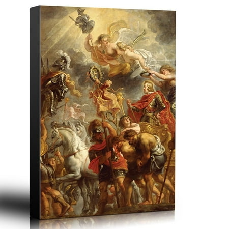 Triumphal Entry - wall26 - Oil Painting of Triumphal Entry of Ferdinand of Austria into Antwerp by Peter Paul Rubens - Baroque Style - Angels - Canvas Art Home Decor - 16x24 inches