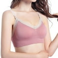 thumbnail image 2 of Sujetador de lactancia con hebilla abierta y encaje para embarazadas, sin aros, color rosa, talla M, 2 of 11