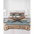 thumbnail image 3 of Quilts Twin Size, Blue Brown Texas Star Soft Comforter Bedding Set for Bed, Retro Country Star Farmhouse Wooden Lightweight Quilted Bedspread with Pillow Cover(2 Pieces) for All Season, 68x86 Inch, 3 of 6
