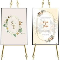 43.3" Gold Easel Stand 3 Adjustable Height Levels Metal Standing Easel, Heavy Duty Metal Display Stand Art Easel for Painting, Sign, Party, Posters & Commercial Display (18.9" x 43.3")