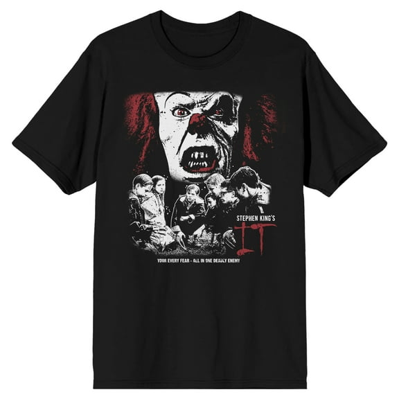 It 1990 Pennywise and Children Men's Black T-shirt-Medium