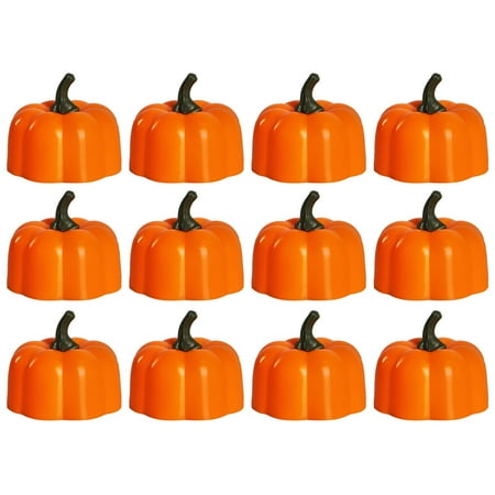 

SIEYIO 12 Pcs Orange Pumpkin LED Lights Halloween Flameless Candles Lamp for Home Party