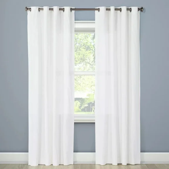 54"X84" Light Filtering Solid Window Curtain Panel Natural White -