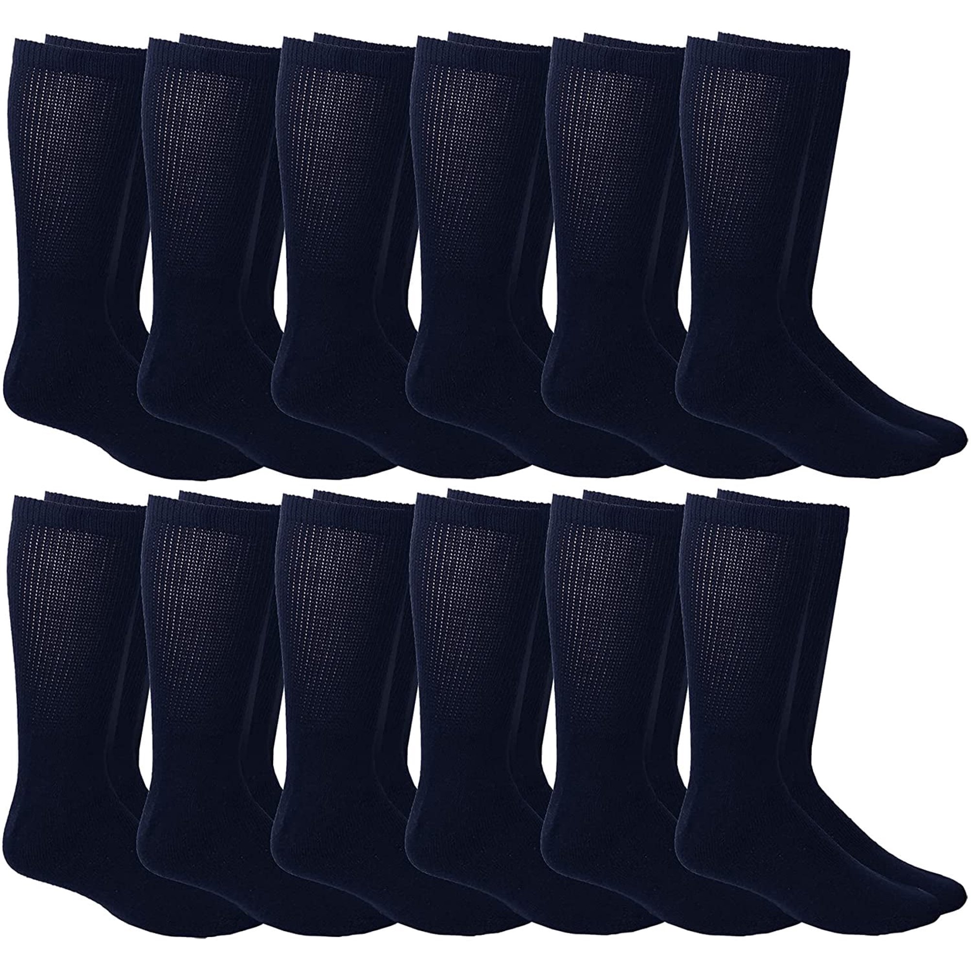 12 Pairs of SOCKS'NBULK Men's Value Pack of Ring Spun Cotton Crew Diabetic, Nephropathy Socks