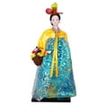 thumbnail image 2 of Korean Geisha Figurine Hanbok Dolls 12 inch Miniature Free Standing Korean Hanbok Geisha Doll Kabuki Statue for Home Office Tabletop Decor Yellow and Green, 2 of 8