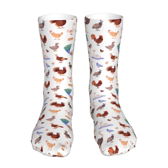 Gaeub Farm Birds Goose Print Sports Socks,No Heel Casual Mid-Tube Socks,Crew Socks for Women and Man For Trouser, Dress, Business