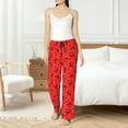 thumbnail image 4 of Kdxio Women's Comfy Stretch Red Ladybugs On White Dotted Print Drawstring Pajama Pants-Medium, 4 of 5