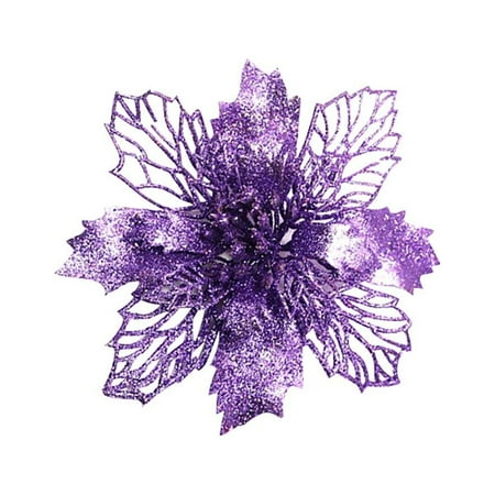 

Pyhlmscde Christmas 5PCs Royal Blue Glittered Mesh Holly Leaf Artificial Poinsettia Flowers Picks Tree Ornaments for Christmas Tree Wreath Garland Floral Gift Winter Wedding Holiday Decoration