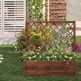 thumbnail image 4 of Costway 1 PCS 40" Tall Wooden Raised Garden Bed with Lattice Trellis for Climbing Vine Flower Orange, 4 of 9