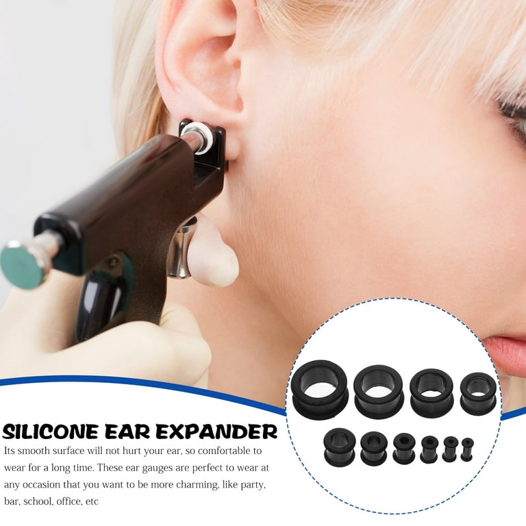 10 Pairs Black Plug Silicone Gauges for Ears Expander Earrings Piercing Tunnels