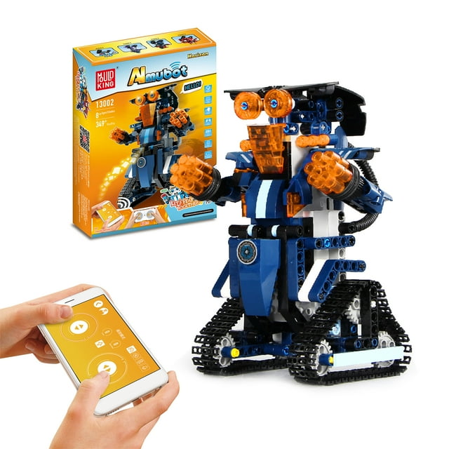 Smart Robot DIY Kit Intelligent Programmable Building Block Toy Science Engineering Educational Learning STEM Remote and Smartphone APP Control Gravity Induction Mode Voice Control Function