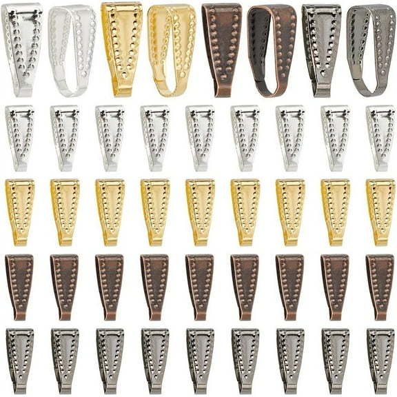 1 Box 480Pcs Gold Pendant Bails Silver Pinch Clip Clasps Bulk Brass Snap on Bail Hook Claw Clasp Pendant Charms Chain Connector Clasps for DIY Necklace Jewelry Making Bracelet Earrings DIY Crafts