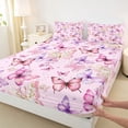 thumbnail image 3 of Homewish Colorful Butterflies 3pcs Twin Sheet Sets For Children Kids Teens,Dreamy Princess Twin Fitted Sheet,Pink Purple Breathable Flat Sheet,Luxury Bedroom Decor, 3 of 7