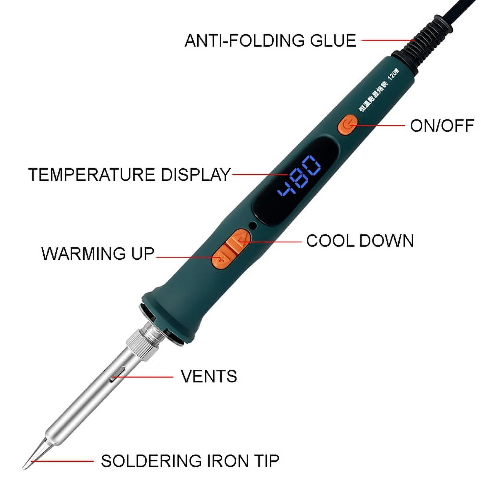 Adjustable Temperature Electric Soldering Iron , Welding Solder Rework Station Heat Pencil Tips ,Repair Tool Set ,Portable