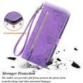 thumbnail image 5 of for Galaxy S21 5G Phone Case Wallet,S21 5G Wallet Case for Women,Emboss PU Leather Protective Cover Wrist Strap Zipper Card Holder Flip Phone Case for Samsung Galaxy S21 5G (Purple), 5 of 14